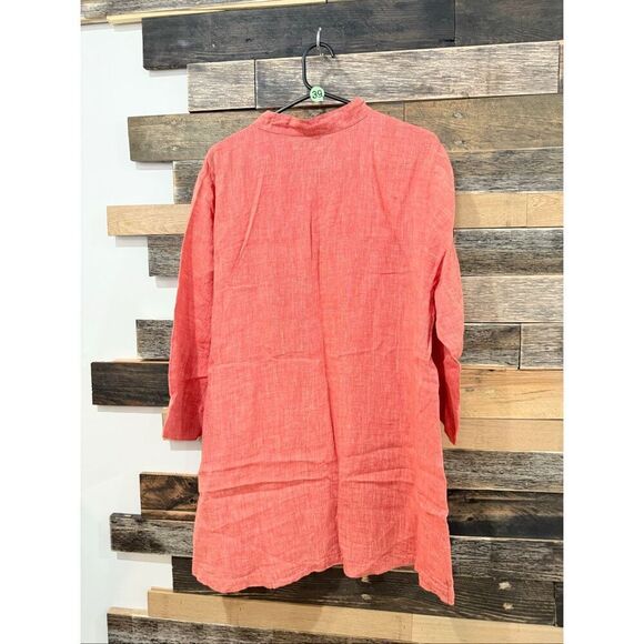Flax soft red button front tunic top size medium - Picture 3 of 8